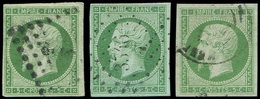 EMPIRE NON DENTELE - 12    5c. Vert, 3 Nuances Obl., TB - 1853-1860 Napoléon III
