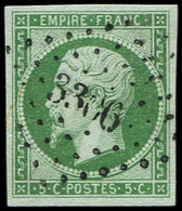 EMPIRE NON DENTELE - 12c   5c. Vert FONCE Sur Vert, Obl. PC 3306, Superbe - 1853-1860 Napoleone III