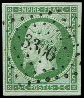 EMPIRE NON DENTELE - 12c   5c. Vert FONCE Sur Vert, Obl. PC 3306, Superbe - 1853-1860 Napoleon III