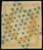 EMPIRE NON DENTELE - 13a  10c. Jaune Citron, Obl. ETOILE BLEUE, Superbe - 1853-1860 Napoleone III