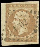 EMPIRE NON DENTELE - 13Ac 10c. Bistre-brun, Superbe Nuance, Cdf, Obl. PC, TTB - 1853-1860 Napoleone III