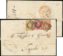 Let EMPIRE NON DENTELE - 13B, 16 Et 17B Obl. Los. A S. LSC, Càd PARIS 1/5/61, Arr. NAPOLI, TRICOLORE TB - 1853-1860 Napoleone III