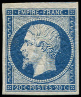 ** EMPIRE NON DENTELE - 14Aa 20c. Bleu FONCE, T I, Fraîcheur Postale, TTB - 1853-1860 Napoléon III.