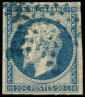 EMPIRE NON DENTELE - 14A  20c. Bleu, Obl. ETOILE BLEUE, TB. C - 1853-1860 Napoléon III