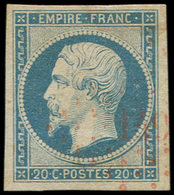 EMPIRE NON DENTELE - 14A  20c. Bleu, T I, Obl. PC ROUGE, TB. C - 1853-1860 Napoleone III