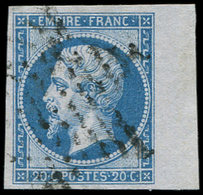 EMPIRE NON DENTELE - 14Bb 20c. Bleu Sur LILAS, T II, Bdf, Obl. ETOILE, TTB - 1853-1860 Napoleone III