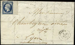 Let EMPIRE NON DENTELE - 14Ab 20c. Bleu-noir, T I, Bdf, Obl. PC 1747 S. LAC, Càd T15 LODEVE 9/8/50, TTB - 1853-1860 Napoleone III