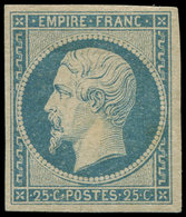 * EMPIRE NON DENTELE - 15a  25c. Bleu Laiteux, Frais Et TB, Certif. Scheller - 1853-1860 Napoleone III