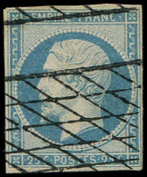 EMPIRE NON DENTELE - 15   25c. Bleu, Obl GRILLE SANS FIN, TTB. C - 1853-1860 Napoléon III