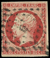 EMPIRE NON DENTELE - 17Ad 80c. VERMILLONNE, Obl., TB, Certif. Calves - 1853-1860 Napoléon III