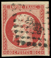 EMPIRE NON DENTELE - 17Ad 80c. VERMILLONNE, Obl. PC, TB. C Et J - 1853-1860 Napoléon III