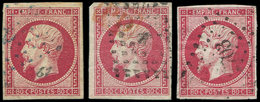 EMPIRE NON DENTELE - 17B  80c. Rose, 3 Ex. Obl. ANCRE, ANCRE BLEUE Et PC 703, TB - 1853-1860 Napoléon III