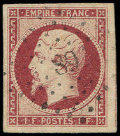 EMPIRE NON DENTELE - 18    1f. Carmin, Obl. PC 89, TTB. Br - 1853-1860 Napoléon III.