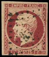 EMPIRE NON DENTELE - 18    1f. Carmin, Obl. PC, TB. C - 1853-1860 Napoléon III.