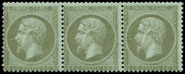 ** EMPIRE DENTELE - 19    1c. Olive, BANDE De 3, TB. C - 1862 Napoléon III.