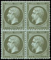 ** EMPIRE DENTELE - 19    1c. Olive, BLOC De 4, Un Ex. *, Fraîcheur Postale, TTB - 1862 Napoléon III.