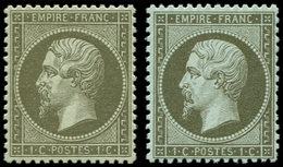 * EMPIRE DENTELE - 19 Et 19a, 1c. Vert-olive Et 1c. Vert-bronze, Les 2 Inf. Ch., TTB - 1862 Napoleon III