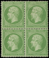 ** EMPIRE DENTELE - 20    5c. Vert, BLOC De 4, 2 Ex. *, Frais Et TB - 1862 Napoléon III