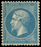 ** EMPIRE DENTELE - 22   20c. Bleu, Très Bien Centré, TTB - 1862 Napoleone III