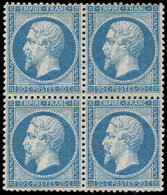 ** EMPIRE DENTELE - 22   20c. Bleu, BLOC De 4, Fraîcheur Postale, TTB/Superbe - 1862 Napoléon III
