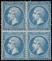 * EMPIRE DENTELE - 22   20c. Bleu, BLOC De 4, Frais Et TB - 1862 Napoleon III