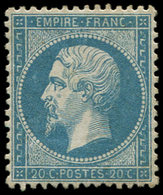 * EMPIRE DENTELE - 22a  20c. Bleu Foncé, Bien Centré, TB. Br - 1862 Napoleone III