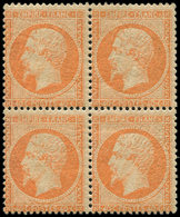 ** EMPIRE DENTELE - 23   40c. Orange, BLOC De 4, 2 Ex. *, TB - 1862 Napoléon III