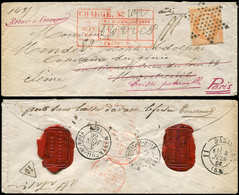 Let EMPIRE DENTELE - 23   40c. Orange, Obl. Etoile S. Env. CHARGE, Descriptif Rouge 2/6/66 (frappe Superbe), Pour Montre - 1862 Napoléon III