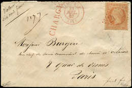 Let EMPIRE DENTELE - 23   40c. Orange, Obl. GC 2032 S. Env. CHARGE, Càd T15 LIBOURNE 31/7/67, Le Tout En ROUGE, TTB. C - 1862 Napoléon III