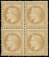 ** EMPIRE LAURE - 28B  10c. Bistre, T II, BLOC De 4, PAIRE Sup. *, TB. J - 1863-1870 Napoleon III With Laurels