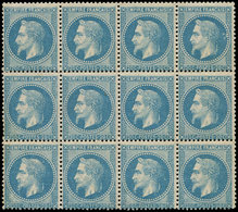 ** EMPIRE LAURE - 29B  20c. Bleu, T II, BLOC De 12, 6 Ex. *, Frais Et TTB - 1863-1870 Napoleon III With Laurels