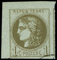 EMISSION DE BORDEAUX - 39C   1c. Olive, R III, Petit Cdf Et Voisin à Droite, Obl. Càd En Coin, Superbe - 1870 Bordeaux Printing