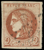 EMISSION DE BORDEAUX - 40Bb  2c. MARRON D'INDE, R II, Obl. GC, TTB - 1870 Bordeaux Printing