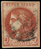 EMISSION DE BORDEAUX - 40Bf  2c. ROUGE BRIQUE FONCE, R II, Obl., Nuance Certifiée Calves, TB - 1870 Bordeaux Printing