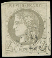 EMISSION DE BORDEAUX - 41B   4c. Gris, R II, Oblitéré GC, TB - 1870 Bordeaux Printing