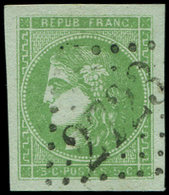 EMISSION DE BORDEAUX - 42B   5c. Vert-jaune, R II, Obl. GC 2223, Frappe Supebe, Grandes Marges, Superbe. Br - 1870 Bordeaux Printing