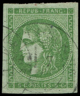 EMISSION DE BORDEAUX - 42B   5c. Vert-jaune, R II, Obl. Càd T17, TB - 1870 Bordeaux Printing