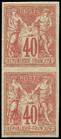 * TYPE SAGE - 70a  40c. Rouge-orange, NON DENTELE, PAIRE Verticale, TB. Br - 1876-1878 Sage (Type I)
