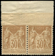 ** TYPE SAGE - 80   30c. Brun-jaune, DENTELE 3 CÔTES, PAIRE Bdf (ch. Sur Bdf), TB, Cote Maury - 1876-1878 Sage (Type I)