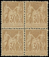 ** TYPE SAGE - 80   30c. Brun-jaune, BLOC De 4, Trace De Ch. Sur Paire Supérieure, Centrage Parfait, TB - 1876-1878 Sage (Type I)