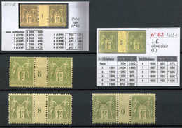 * TYPE SAGE - 82    1f. Olive Clair, 3 PAIRES Mill. 5, 8 Et 0, TB - 1876-1878 Sage (Type I)
