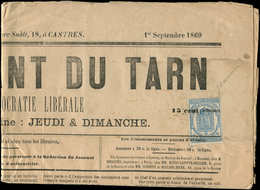Let JOURNAUX -  8 : 2c. Bleu, Cassure Du Coin Sup. Droit, Obl. TYPO Sur "L'INDEPENDANT DU TARN" Du 1/9/69, TB - Journaux