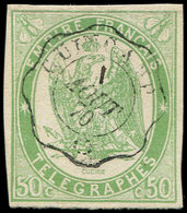 TELEGRAPHE - Télégraphe 2 : 50c. Vert, Obl. Càd GUINGAMP 1/8/1870, TB - Télégraphes Et Téléphones