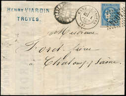 Let OBLITERATIONS PAR DEPARTEMENTS - 9/AUBE N°46B Obl. GC 4034 S. LAC, Càd GARE DE TROYES 1/6/71 Et RR Cachet NEGATIF, T - 1849-1876: Classic Period