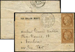 Let BALLONS MONTES - N°36 PAIRE Obl. Etoile 35 S. LAC Formule, Càd Ministère Des Finances 17/11/70, Arr. TOULON, TB. LE  - Guerre De 1870