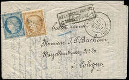 Let BALLONS MONTES - N°36 P.d. Et 37 Obl. Etoile S. Agence HAVAS ALLEMANDE, Càd PARIS 18/11/70, "affrt Insuff." Pour COL - Guerre De 1870