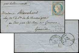 Let BALLONS MONTES - N°37 Obl. Càd Rouge PARIS/SC 2/12/70 S. LAC, Arr. CADILLAC Le 9/12, TB. LE FRANKLIN - Guerre De 1870