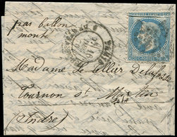 Let BALLONS MONTES - N°29B Défaut D'impression, Obl. Etoile 14 S. LAC, Càd R. De Strasbourg 16/12/70, Sans Arrivée, TB - Guerre De 1870