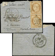Let BALLONS MONTES - N°36 (2) Obl. Etoile 20 S. Petite Env. Avec Sa Lettre, Càd R. St Domque-St-Gn 53 11/1/71, Arr. VANN - Guerra Del 1870