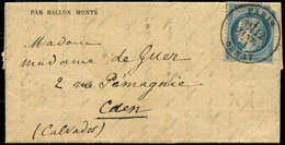 Let BALLONS MONTES - N°37 Obl. Càd Sénat 12/1/71 S. Gazette N°25, Arr. CAEN Peu Lisible, TB. LE Gal FAIDHERBE - Guerre De 1870